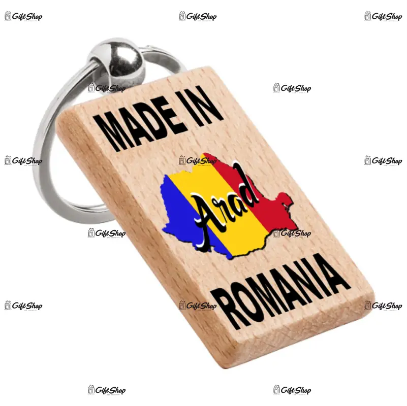 Made in arad romania, breloc din lemn, model 007